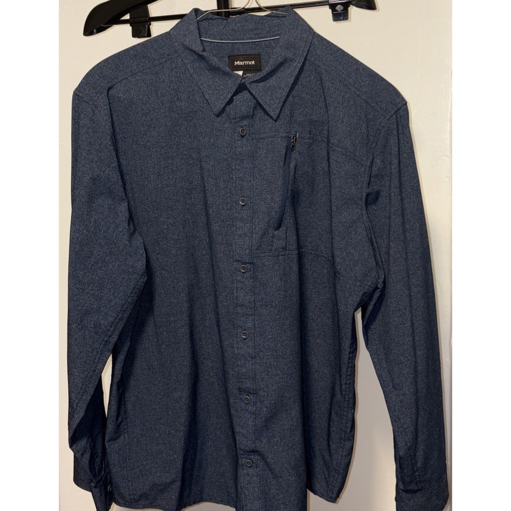 Marmot‎ Mountain Works Men Button-Down Shirt 2XL  Long Sleeve HEATHERED BLUE